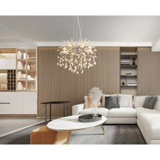 Závěsné svítidlo, kov stříbrný mat, skleněné křišťály kouřové, čiré, výškově nastavitelné, ø: 600 mm, V: 1200 mm, bez žárovek 8xE14, max. 40W 230V