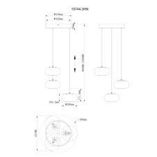 Závěsné svítidlo, kov nikl matný, sklo bílé, průhledný kabel, ø: 490 mm, H: 1500 mm, výškově nastavitelné od 80 do 150 cm, včetně LED 18W 230V, zdroj 1890lm, výstup 1500lm, 3000K