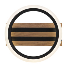 Stropní svítidlo, kov černý mat, MDF imitace tmavého dřeva, bílý plast, několik úrovní nástěnným spínačem, nastavení barev, paměťová funkce, DxŠxV: 250x250x85mm, včetně LED 10W 230V, zdroj 1100lm, výkon 580lm, CCT 3000/4200/6000K