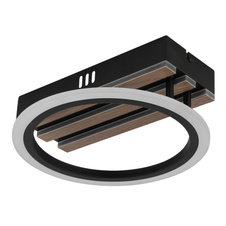 Stropní svítidlo, kov černý mat, MDF imitace tmavého dřeva, bílý plast, několik úrovní nástěnným spínačem, nastavení barev, paměťová funkce, DxŠxV: 250x250x85mm, včetně LED 10W 230V, zdroj 1100lm, výkon 580lm, CCT 3000/4200/6000K