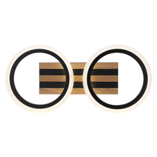 Stropní svítidlo, kov černý mat, MDF imitace tmavého dřeva, bílý plast, několik úrovní nástěnným spínačem, nastavení barev, paměťová funkce, DxŠxV: 445x210x85mm, včetně LED 15W 230V, zdroj 1850lm, výkon 880lm, CCT 3000/4200/6000K