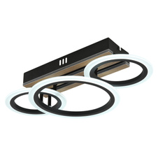 Stropní svítidlo, kov černý mat, MDF imitace tmavého dřeva, bílý plast, několik úrovní nástěnným spínačem, nastavení barev, paměťová funkce, DxŠxVxH: 460x250x115mm, včetně LED 21W 230V, zdroj 2730lm, výkon 1210lm, CCT 3000/4200/6500K