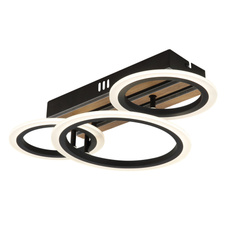 Stropní svítidlo, kov černý mat, MDF imitace tmavého dřeva, bílý plast, několik úrovní nástěnným spínačem, nastavení barev, paměťová funkce, DxŠxVxH: 460x250x115mm, včetně LED 21W 230V, zdroj 2730lm, výkon 1210lm, CCT 3000/4200/6500K