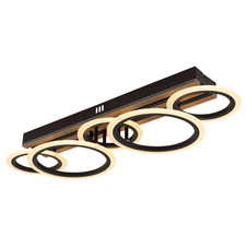 Stropní svítidlo, kov černý mat, MDF imitace tmavého dřeva, bílý plast, několik úrovní nástěnným vypínačem, nastavení barev, paměťová funkce, DxŠxVxH: 745x250x115mm, včetně LED 34W 230V, zdroj 4500lm, výkon 1750lm, CCT 3000/4200/6500K