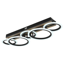 Stropní svítidlo, kov černý mat, MDF imitace tmavého dřeva, bílý plast, několik úrovní nástěnným vypínačem, nastavení barev, paměťová funkce, DxŠxVxH: 745x250x115mm, včetně LED 34W 230V, zdroj 4500lm, výkon 1750lm, CCT 3000/4200/6500K