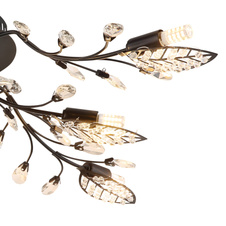 Stropní svítidlo, matný černý kov, čiré akrylové krystaly, čirý akrylový dekor, ø: 760 mm, V: 250 mm, bez žárovek 8xG9 LED max. 5W 230V