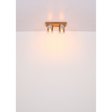 Stropní svítidlo, MDF, vzhled tmavého dřeva, kouřové barevné sklo, čirý gradient, DxŠxV: 410x160x180mm, bez žárovek 2x E27,max. 40W 230V