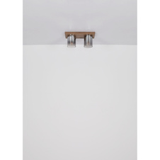 Stropní svítidlo, MDF, vzhled tmavého dřeva, kouřové barevné sklo, čirý gradient, DxŠxV: 410x160x180mm, bez žárovek 2x E27,max. 40W 230V