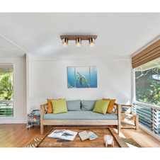 Stropní svítidlo, MDF, vzhled tmavého dřeva, kouřové barevné sklo, čirý gradient, DxŠxV: 710x160x180mm, bez žárovek 3x E27, Max. 40W 230V