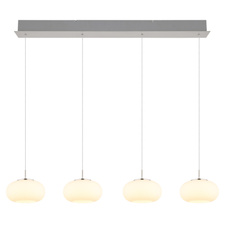 Závěsné svítidlo, kov nikl matný, sklo bílé, průhledný kabel, DxŠxV: 1100x200x1500mm, výškově nastavitelné od 80 do 150 cm, včetně LED 24W 230V, zdroj 2520lm, výstup 2000lm, 3000