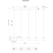 Závěsné svítidlo, kov nikl matný, sklo bílé, průhledný kabel, DxŠxV: 1100x200x1500mm, výškově nastavitelné od 80 do 150 cm, včetně LED 24W 230V, zdroj 2520lm, výstup 2000lm, 3000