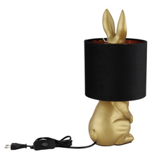 Stolní lampa, matný plast zlaté barvy, černý samet, černý PVC kabel, kolébkový vypínač na kabelu, ø: 180mm, V: 410mm, délka kabelu 1500mm, bez žárovky 1x E27,max. 25W 230V