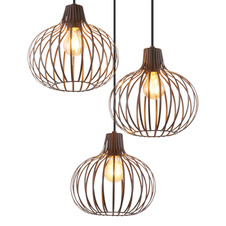 Závěsné svítidlo, kov imitace rzi, černý kabel PVC, možnost zkrácení výšky, ø: 500mm, V: 1200mm, bez žárovek 3x E27,max. 40W 230V