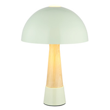 Stolní lampa, kov, zelená matná, kov imitace dřeva, kabel PVC černý, kolébkový vypínač na kabelu, ø: 250 mm, V: 365 mm, délka kabelu 1500 mm, bez žárovky 1x E27 ILLU,max. 40W 230V