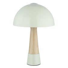 Stolní lampa, kov, zelená matná, kov imitace dřeva, kabel PVC černý, kolébkový vypínač na kabelu, ø: 250 mm, V: 365 mm, délka kabelu 1500 mm, bez žárovky 1x E27 ILLU,max. 40W 230V