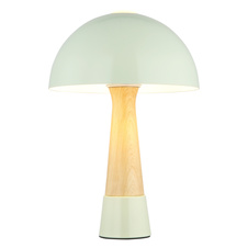 Stolní lampa, kov, zelená matná, kov imitace dřeva, kabel PVC černý, kolébkový vypínač na kabelu, ø: 250 mm, V: 365 mm, délka kabelu 1500 mm, bez žárovky 1x E27 ILLU,max. 40W 230V