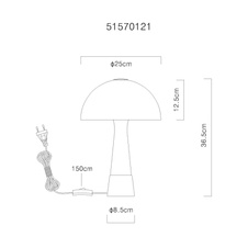 Stolní lampa, kov, barva šampaňského matná, kov imitace dřeva, kabel PVC černý, kolébkový vypínač na kabelu, ø: 250 mm, V: 365 mm, délka kabelu 1500 mm, bez žárovky 1x E27 ILLU,max. 40W 230V