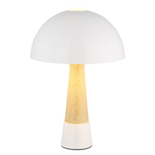 Stolní lampa, kov, písková matná, kov imitace dřeva, kabel PVC černý, kolébkový vypínač na kabelu, ø: 250mm, V: 365mm, délka kabelu 1500mm, bez žárovky 1x E27 ILLU,max. 40W 230V