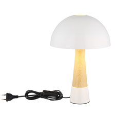 Stolní lampa, kov, písková matná, kov imitace dřeva, kabel PVC černý, kolébkový vypínač na kabelu, ø: 250mm, V: 365mm, délka kabelu 1500mm, bez žárovky 1x E27 ILLU,max. 40W 230V