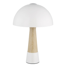 Stolní lampa, kov, písková matná, kov imitace dřeva, kabel PVC černý, kolébkový vypínač na kabelu, ø: 250mm, V: 365mm, délka kabelu 1500mm, bez žárovky 1x E27 ILLU,max. 40W 230V