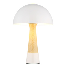 Stolní lampa, kov, písková matná, kov imitace dřeva, kabel PVC černý, kolébkový vypínač na kabelu, ø: 250mm, V: 365mm, délka kabelu 1500mm, bez žárovky 1x E27 ILLU,max. 40W 230V