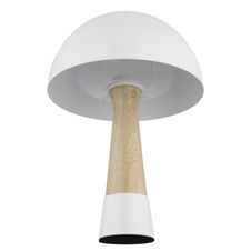 Stolní lampa, kov, písková matná, kov imitace dřeva, kabel PVC černý, kolébkový vypínač na kabelu, ø: 250mm, V: 365mm, délka kabelu 1500mm, bez žárovky 1x E27 ILLU,max. 40W 230V