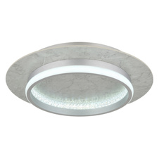 Stropní svítidlo, kovově stříbrný mat, MDF, stříbrný hliníkový broušený povrch, čiré akrylové krystaly, několik úrovní s nástěnným vypínačem, paměť, dálkové ovládání, ø:400mm, V:82mm, LED 24W 230V, zdroj 600-3736lm, výstup 300-1542lm, CCT 2700-6500K