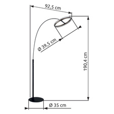 Stojací lampa, kov černý mat, hliník šedý tmavý, plast bílý, plastové krystaly čiré, dotykové zapínání/vypínání, dotykový stmívač, paměť, včetně adaptéru, DxŠxV: 925x395x1904mm, LED 24W 230V, zdroj 2400lm, výstup 1120lm, CCT 3000/4000/6000K