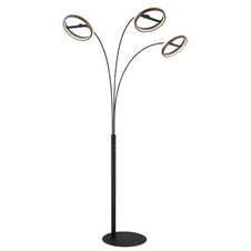 Stojací lampa, kov černý mat, hliník šedý tmavý, plast bílý, plastové krystaly čiré, dotykové zapínání/vypínání, dotykový stmívač, paměť, včetně adaptéru, DxŠxV: 837x1023x1902mm, LED 48W 230V, zdroj 6150lm, výstup 1500lm, CCT 3000/4000/6000K