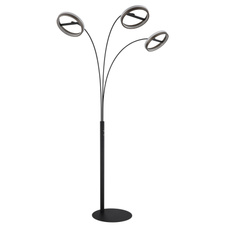 Stojací lampa, kov černý mat, hliník šedý tmavý, plast bílý, plastové krystaly čiré, dotykové zapínání/vypínání, dotykový stmívač, paměť, včetně adaptéru, DxŠxV: 837x1023x1902mm, LED 48W 230V, zdroj 6150lm, výstup 1500lm, CCT 3000/4000/6000K