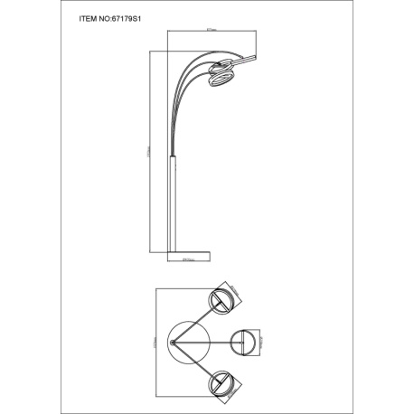 Stojací lampa, kov černý mat, hliník šedý tmavý, plast bílý, plastové krystaly čiré, dotykové zapínání/vypínání, dotykový stmívač, paměť, včetně adaptéru, DxŠxV: 837x1023x1902mm, LED 48W 230V, zdroj 6150lm, výstup 1500lm, CCT 3000/4000/6000K