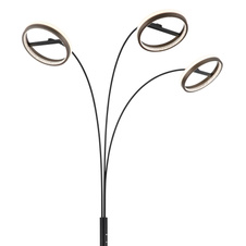 Stojací lampa, kov černý mat, hliník šedý tmavý, plast bílý, plastové krystaly čiré, dotykové zapínání/vypínání, dotykový stmívač, paměť, včetně adaptéru, DxŠxV: 837x1023x1902mm, LED 48W 230V, zdroj 6150lm, výstup 1500lm, CCT 3000/4000/6000K