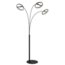 Stojací lampa, kov černý mat, hliník šedý tmavý, plast bílý, plastové krystaly čiré, dotykové zapínání/vypínání, dotykový stmívač, paměť, včetně adaptéru, DxŠxV: 837x1023x1902mm, LED 48W 230V, zdroj 6150lm, výstup 1500lm, CCT 3000/4000/6000K