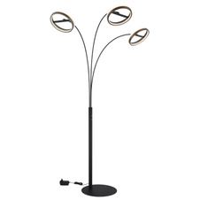 Stojací lampa, kov černý mat, hliník šedý tmavý, plast bílý, plastové krystaly čiré, dotykové zapínání/vypínání, dotykový stmívač, paměť, včetně adaptéru, DxŠxV: 837x1023x1902mm, LED 48W 230V, zdroj 6150lm, výstup 1500lm, CCT 3000/4000/6000K