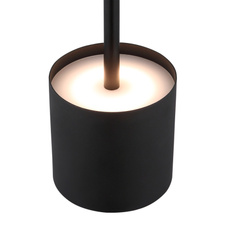 Stolní lampa, plast/kov černý matný, plast bílý, dotykové zapnutí/vypnutí, plynulý dotykový stmívač, bez adaptéru, včetně USB kabelu, USB-C - USB-C, CR18650 2200mAh 3,7V, DxŠxV: 97x97x320mm, LED 30lm výstup, 2900K