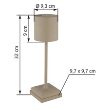 Stolní lampa, plast/kov černý matný, plast bílý, dotykové zapnutí/vypnutí, plynulý dotykový stmívač, bez adaptéru, včetně USB kabelu, USB-C - USB-C, CR18650 2200mAh 3,7V, DxŠxV: 97x97x320mm, LED 30lm výstup, 2900K