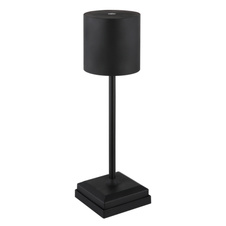 Stolní lampa, plast/kov černý matný, plast bílý, dotykové zapnutí/vypnutí, plynulý dotykový stmívač, bez adaptéru, včetně USB kabelu, USB-C - USB-C, CR18650 2200mAh 3,7V, DxŠxV: 97x97x320mm, LED 30lm výstup, 2900K