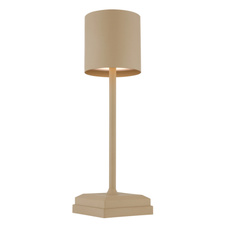 Stolní lampa, plast/kov písková matná, plast bílý, dotykové zapínání/vypínání, plynulý dotykový stmívač, bez adaptéru, včetně kabelu USB, USB-C - USB-C, CR18650 2200mAh 3,7V, DxŠxV: 97x97x320mm, LED výstup 30lm, 2900K