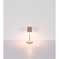 Stolní lampa, plast/kov písková matná, plast bílý, dotykové zapínání/vypínání, plynulý dotykový stmívač, bez adaptéru, včetně kabelu USB, USB-C - USB-C, CR18650 2200mAh 3,7V, DxŠxV: 97x97x320mm, LED výstup 30lm, 2900K