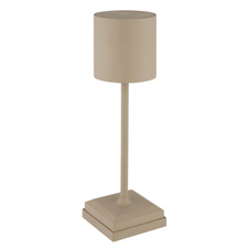 Stolní lampa, plast/kov písková matná, plast bílý, dotykové zapínání/vypínání, plynulý dotykový stmívač, bez adaptéru, včetně kabelu USB, USB-C - USB-C, CR18650 2200mAh 3,7V, DxŠxV: 97x97x320mm, LED výstup 30lm, 2900K