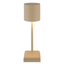 Stolní lampa, plast/kov písková matná, plast bílý, dotykové zapínání/vypínání, plynulý dotykový stmívač, bez adaptéru, včetně kabelu USB, USB-C - USB-C, CR18650 2200mAh 3,7V, DxŠxV: 97x97x320mm, LED výstup 30lm, 2900K