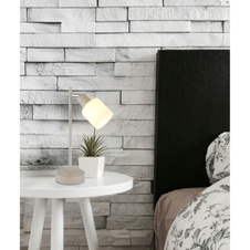 Stolní lampa, kov, písková matná, kov chromovaný, sklo bílé, kabel PVC černý, kolébkový vypínač na kabelu, DxŠxV: 210x110x350mm, délka kabelu 1500mm, bez žárovky 1x E14,max. 25W 230V