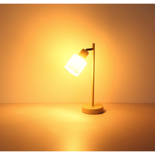 Stolní lampa, kov, písková matná, kov chromovaný, sklo bílé, kabel PVC černý, kolébkový vypínač na kabelu, DxŠxV: 210x110x350mm, délka kabelu 1500mm, bez žárovky 1x E14,max. 25W 230V