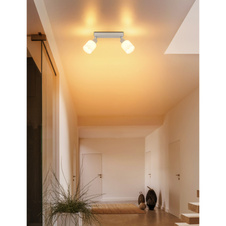 Nástěnné svítidlo, kov, písková matná, kov chromovaný, sklo bílé, DxŠxV: 280x80x185mm, bez žárovek 2x E14, Max. 25W 230V