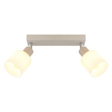 Nástěnné svítidlo, kov, písková matná, kov chromovaný, sklo bílé, DxŠxV: 280x80x185mm, bez žárovek 2x E14, Max. 25W 230V