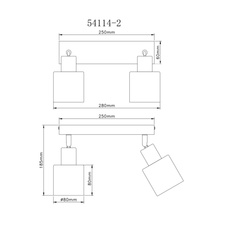 Nástěnné svítidlo, kov, písková matná, kov chromovaný, sklo bílé, DxŠxV: 280x80x185mm, bez žárovek 2x E14, Max. 25W 230V
