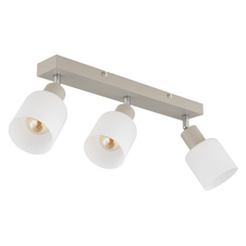 Stropní svítidlo, kov, písková matná, kov chromovaný, sklo bílé, DxŠxV: 410x80x185mm, bez žárovek 3x E14, Max. 25W 230V