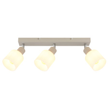 Stropní svítidlo, kov, písková matná, kov chromovaný, sklo bílé, DxŠxV: 410x80x185mm, bez žárovek 3x E14, Max. 25W 230V