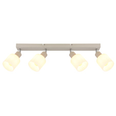 Stropní svítidlo, kov, písková matná, kov chromovaný, sklo bílé, DxŠxV: 560x80x185mm, bez žárovek 4x E14, Max. 25W 230V
