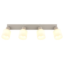 Stropní svítidlo, kov, písková matná, kov chromovaný, sklo bílé, DxŠxV: 560x80x185mm, bez žárovek 4x E14, Max. 25W 230V